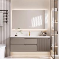 Meuble de salle de bain mural moderne, écologique et durable de haute qualité avec miroir intelligent en céramique pour appartement, hôtel, villa