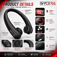 Ventilateur de cou OEM/ODM, 4000 mAh, rechargeable, portable, avec lumière LED, pour la course à pied, le cyclisme et l'usage quotidien.