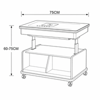 Table d'appoint moderne et élégante en bois, réglable en hauteur, finition cuir, MDF, roulettes, chariot à thé multifonctionnel, prix direct usine