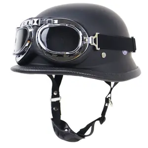 Rts capacete de motocicleta, capacete de couro para moto, vintage, com abertura facial aberta, retrô, de motociclista, ponto piloto
