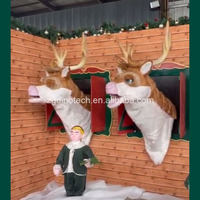 Têtes de rennes animatroniques pour expositions de Noël ou décorations de têtes d'animaux à thème comme attraction pour centre commercial