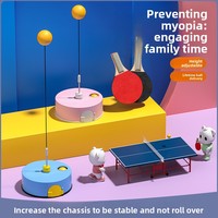 Entraîneur de tennis de table en plastique d'intérieur avec manche flexible pour enfants, pratique parent-enfant - Jaune