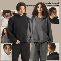 Sudadera con capucha de corte holgado y largo, de felpa francesa de 420G de alto gramaje, talla americana, con bordado de logotipo personalizado, estilo Clean Fit, para chándal