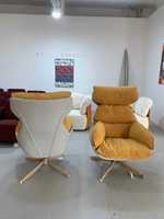 Chaise longue pivotante en cuir rembourrée en peluche, confort nuageux pour le salon, vente chaude