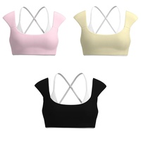 Nouvelle tenue de yoga et de fitness transfrontalière à soutien élevé, col en U, avec coussinets de poitrine intégrés, bretelles croisées, séchage rapide, en tissu Spandex/Nylon