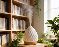 Diffuseur d'arômes à ultrasons en bois pour la maison, diffuseur de brume aromatique en céramique, nébuliseur d'aromathérapie en céramique, diffuseur d'aromathérapie en céramique