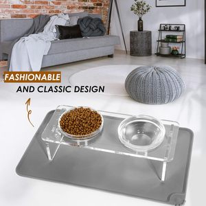 Set mangkuk hewan peliharaan akrilik transparan, dudukan anjing kucing akrilik dengan 2 mangkuk kaca untuk anjing anak anjing kucing - Product Image 6