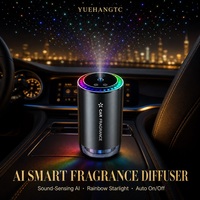 Diffuseur d'arômes intelligent pour voiture avec détection sonore, allumage/extinction automatique, lumière ambiante RGB, projecteur de parfum