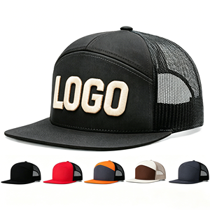 Gorras Trucker Personalizadas con Logotipo Bordado en 3D de Alta Calidad, Gorras Snapback Negras Estructuradas de 7 Paneles para Adultos, 100% Algodón, con Apliques - Product Image 1