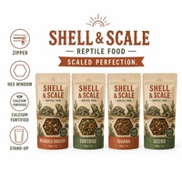 Sacs d'emballage personnalisés en Mylar pour aliments pour reptiles, avec fenêtre hexagonale, refermables, à fermeture éclair, autoportants, enrichis en calcium, pour animaux de compagnie