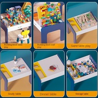 Mesa de Bloques de Construcción de Madera, Juguetes Educativos Multifuncionales para Niños de 4 a 6 Años, Tema de Profesiones, Compatibilidad de Tamaños, Ensamblable