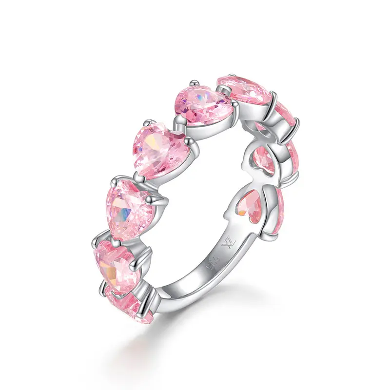 Roze Saffier Ring 9 Hart Stenen September Geboortesteen K18 Witgouden Ring