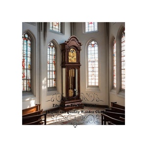 Horloge de grand-père élégante en bois massif, cerisier européen Schwarzwald, bords en chêne, mécanisme allemand Hermle - Product Image 3