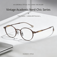 2482 Montures de lunettes innovantes en aluminium-magnésium, légères et durables, de la série artistique Vintage Bookworm, avec procédé de coloration premium