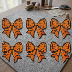 Patchs brodés en forme de nœud papillon orange, appliqués thermocollants pour vêtements et cadeaux - Product Image 2