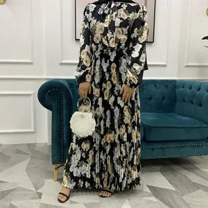 2019 सबसे अच्छा अनुकूलित डिजाइन उत्कृष्ट गुणवत्ता नरम Pleated सामग्री थोक तुर्की दुबई Abaya