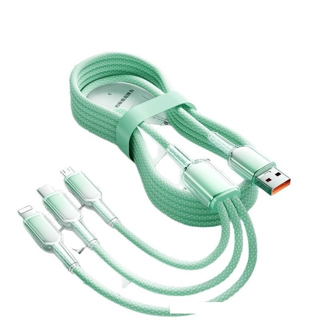 3-in-1 Magnetic USB-C to for & Type-C Fast Charging Cable for iPhone 15/14/13/ Android 3A Quick Charge Nylon Cord