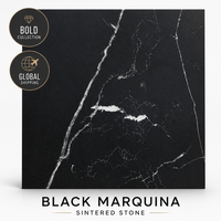 Dalle en pierre frittée Bold Black Marquina 1600x3200mm, carrelage en porcelaine effet marbre noir et blanc spectaculaire pour mur d'accentuation de villa