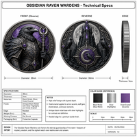 Pièce de monnaie commémorative 3D en relief personnalisée en gros, Pièce de défi gothique en obsidienne Raven Wardens, Cadeau souvenir, Fabrication OEM ODM