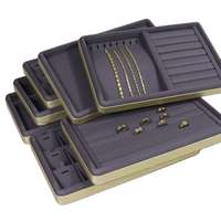 Plateaux de présentation de bijoux empilables de luxe en cuir PU pour bagues, boucles d'oreilles, bracelets et colliers