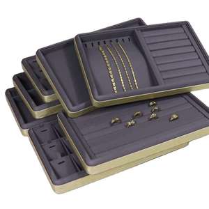 Luxury Stackable Jewellery Display Trays Display Ring Earrings <b>Bracelet</b> Necklace Pu <b>Leather</b> Jewelry Tray - Product Image 3