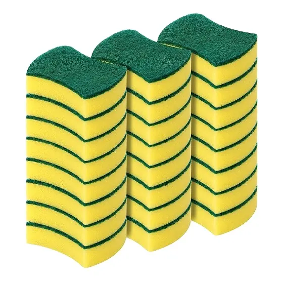 Esponja de limpieza de cocina Esponja verde y amarilla Esponja para lavar platos