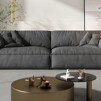 Italienisches Kunstleder & Stoff Gepolstertes Elefantenohr-Sofa - Minimalistisches Creme-Ecksofa für Hotel & Villa Luxus-Wohnzimmer