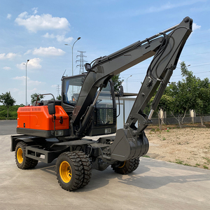 Excavatrice sur roues de 8 tonnes, moteur, boîte de vitesses, pompe hydraulique, pelle mobile hydraulique, godet de 0,26 m pour travaux de terrassement et de construction - Product Image 1