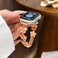 Elegante Correa de Metal con Flores para Reloj, Compatible con Apple Watch 38 40 41 42 44 45 49mm, Correa de Joyería para Mujer