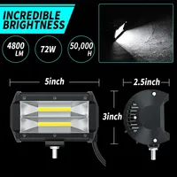 Lampe de travail LED 12V 24V pour voiture, 5 pouces, 72W, faisceau spot et large, puces COB, pour moto, 4x4, 4WD, ATV, UTV, tout-terrain, chariot élévateur