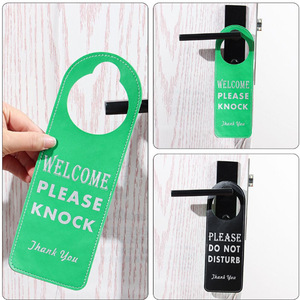 Hot Sale PU Leather Hotel <strong>Door</strong> Hanger Sign Dual-Sided Doorplate Tag Please Do Not Disturb <strong>Door</strong> <strong>Knob</strong> Hanger for Home Office Hotel - Product Image 2