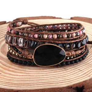 <span class=keywords><strong>Bracelet</strong></span> Bohème Tressé à 5 Brins avec Pierres Naturelles Mixtes et Breloques – Cadeau Idéal pour Femme - Product Image 4
