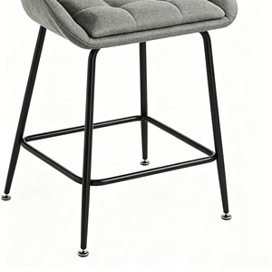 Tabouret de bar moderne en tissu gris avec structure métallique et accoudoirs fixes, design contemporain pour usage domestique - Product Image 6