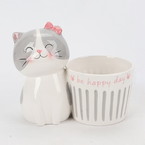 Caja de baratija de <span class=keywords><strong>gato</strong></span> lindo de cerámica pintada a mano, caja de anillo de gatito - Product Image 2