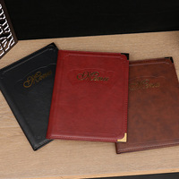 Protège-menus A4 en cuir PU et PVC à feuilles mobiles, pour livre de recettes, liste de prix de restaurant, guide de services hôtelier, dossier de menu