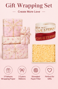 Caja de Regalo Personalizada con Tapa y Base, de Cartón Rosa Pálido con Estampado de Corazones y Lazo de Cinta de Grosgrain para San Valentín - Product Image 6