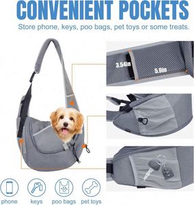 Muestra Gratis: Transportín para Perros Pequeños, Bolso Tipo Sling para Mascotas Pequeñas, Perros y Gatos, Viaje con Manos Libres, Bolso de Malla para Cachorros, Lindo, Gris - Product Image 4