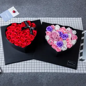 Set Hadiah Bunga Sabun Mawar Wanita, Set Hadiah Valentine Istimewa Bentuk Hati