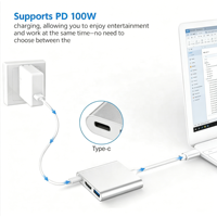 Station d'accueil 3-en-1 PD 100W, adaptateur TV projecteur, hub USB-C, séparateur USB 3.0 4K HD TV, adaptateur PD