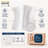 Lingettes pour animaux de compagnie OEM, épaisses, en non-tissé spunlace, pour le nettoyage des pattes et des fesses des chiens, sans alcool, à la lavande, pour chats, livraison directe d'usine