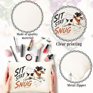 Trousse de toilette imprimée chien 'Sit Stay Snug' pour Maman, Filles, Amies, Ados - Cadeau idéal pour femmes - Product Image 5