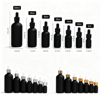 Flacon compte-gouttes rond en verre dépoli noir mat sur mesure avec bouchon en plastique 10ml/30ml – Contenant de stockage pour huile essentielle ou huile de soin