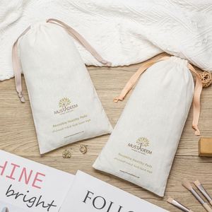 Custom Cotton Drawstring Pouch <b>Bag</b> Organic Cotton Gift Jewelry <b>Packaging</b> <b>Bag</b> Eco-Friendly Storage Gift <b>Bag</b> for Party Favor - Product Image 1