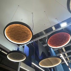 Hiện đại nhôm đèn chùm đèn Mặt dây chuyền tự nhiên travertine Gỗ Trái đất kết cấu nâng cao trần chiếu sáng đồ đạc cho nhỏ - Product Image 2