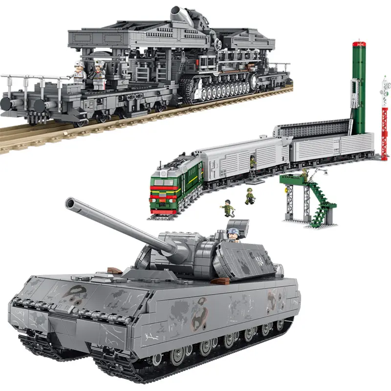 628006-628012 Militaire Tank Kanon Onderzeeër Trein Model Decoratie Bouwsteen Plastic Speelgoed Cadeau Voor Meisjes Kinderen Jongens