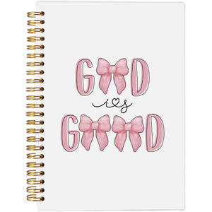 Cuaderno Espiral Rosa con Lazo Coqueta, Diario Cristiano <span class=keywords><strong>para</strong></span> Tomar Notas, Regalos Religiosos, Cuadernos de Estudio Bíblico - Product Image 1