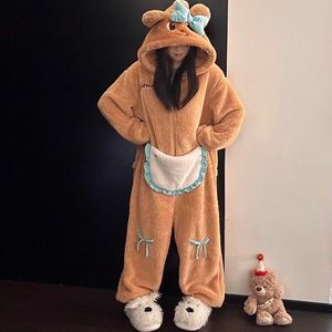 Pyjama <span class=keywords><strong>combinaison</strong></span> à capuche en polaire corail pour <span class=keywords><strong>femme</strong></span>, style hiver, tenue décontractée, costume de cosplay pour fête d'Halloween IM112-W - Product Image 3