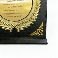 Nouvelle plaque de récompense en bois vierge pliable en similicuir PU avec support en aluminium, personnalisable pour les plaques de récompense