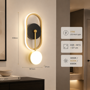Applique murale LED moderne en acrylique 19W CCT sélectionnable, cadre métallique, décorative pour intérieur, chambre, salon, couloir - Product Image 3