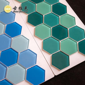 Goodluck mosaïque hexagone forme <span class=keywords><strong>bleu</strong></span>/<span class=keywords><strong>vert</strong></span> cristal verre mosaïque <span class=keywords><strong>carrelage</strong></span> pour piscine salle de bain hôtel mur sol dosseret décor - Product Image 5